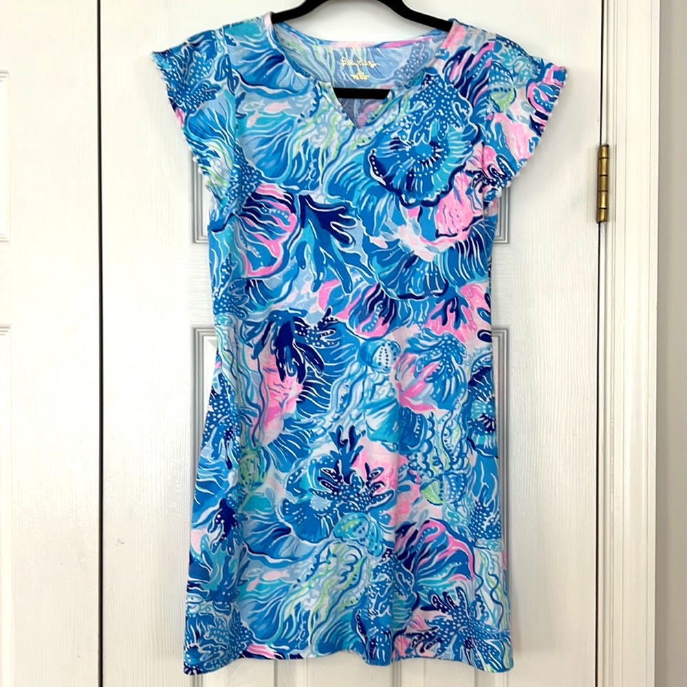 Girls Lilly Pulitzer Dress with Pom Pom Accents